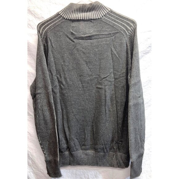 Carbon Mens Large Gray Ribbed Soft Sweater 1/4 Zipper Long Sleeve - Picture 2 of 3